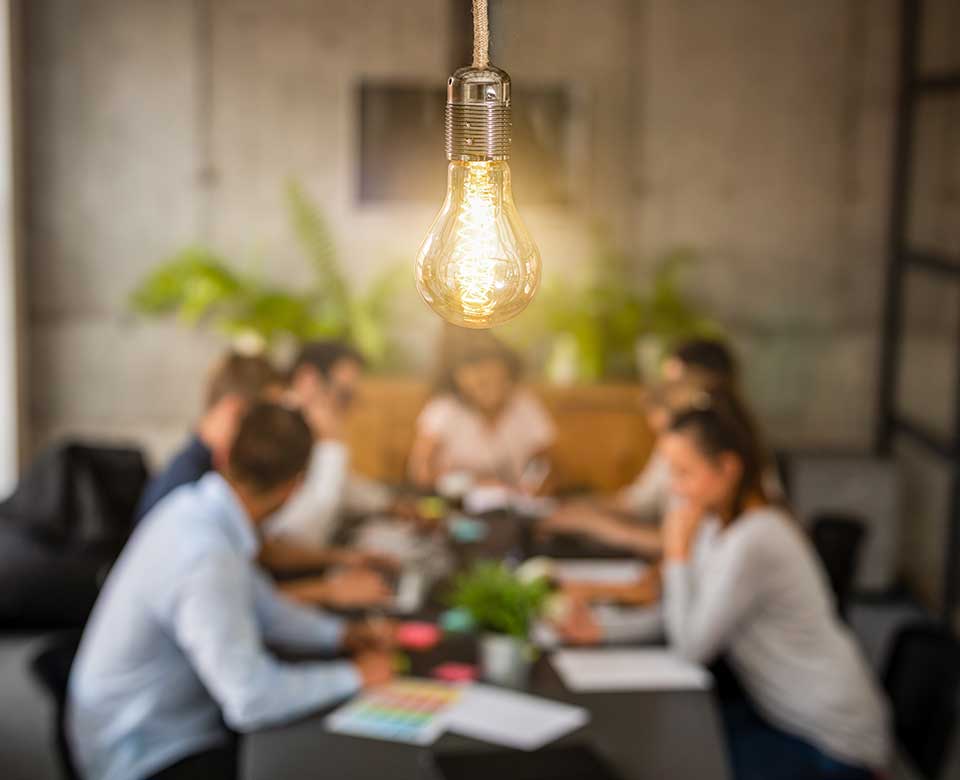 Lightbulb in an office